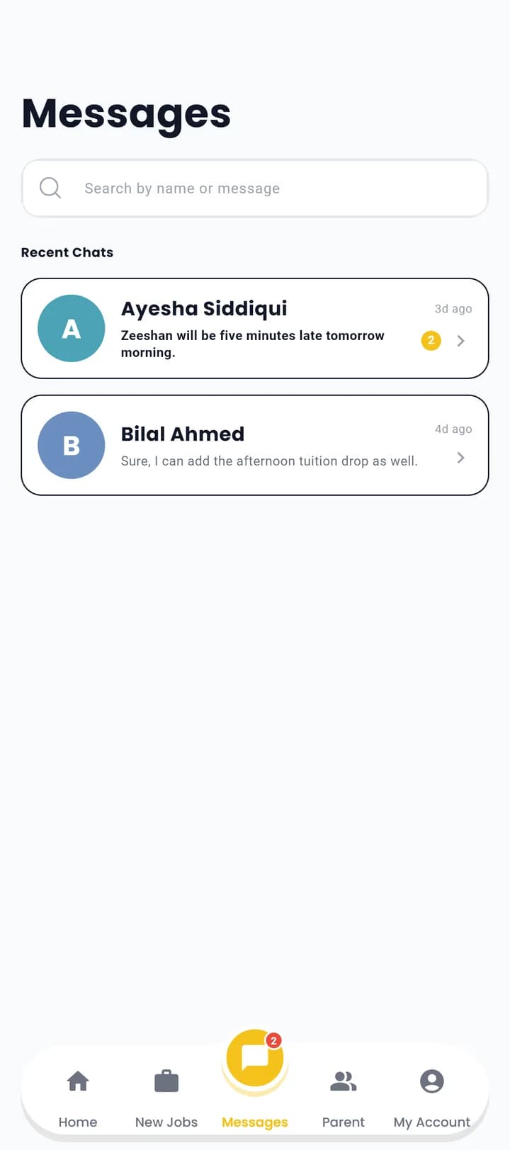 Vano driver app conversations with the parents they drive for